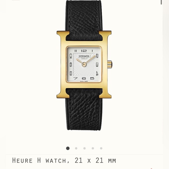Heure H watch, Black Epsom Calfskin Mini model, 21 mm - Picture 10 of 11